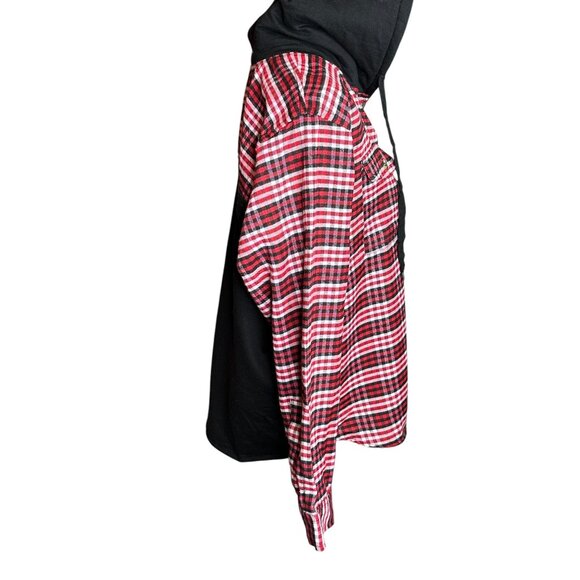 Jolie & Joy Hoodie Shacket Size X-Large Plaid Jacket Light Button Up Layering - Picture 3 of 13